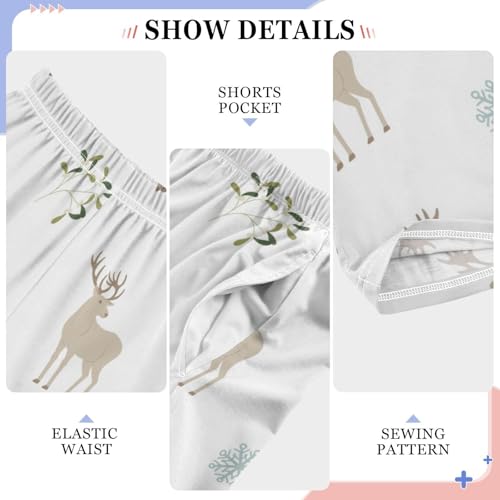 Boys' Pants Christmas Deer White Long Bottoms Jogger Pants Elastic Waist Trousers with Pockets S-XL4