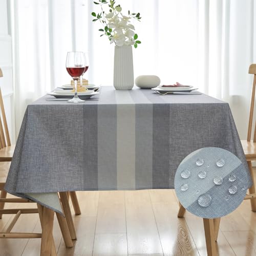 Arwllzz Mantel Mesa Cuadrada Lino 100x100 Gris Claro Manteles de Mesa Antimanchas Impermeable Algodon Mantel Elegante Waterproof Tablecloth para...