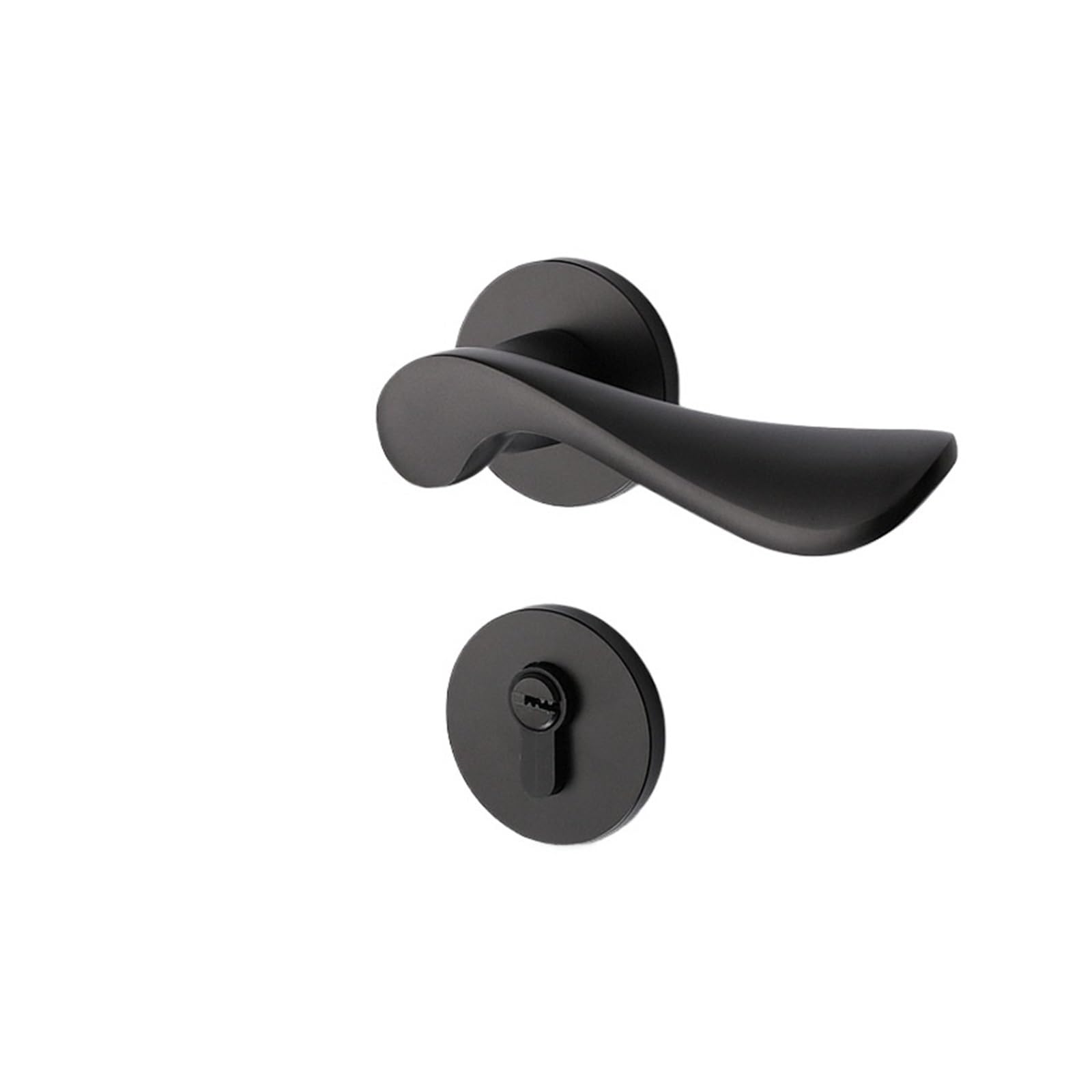ZONSHJDKR Silent Split Lock Bedroom Exterior Door Handle Aluminum Alloy Indoor Wooden(Ds 102 Matte Black)