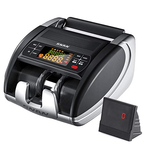 Money Counter Machine Portable, SNAN Bill Counting with UV MG IR Counterfeit Bill Detector, Cash Counter with Add Batch Modes, Dual Displays, Hidden Handle, 1000 Bills Min - Doesn t Count Bill Value
