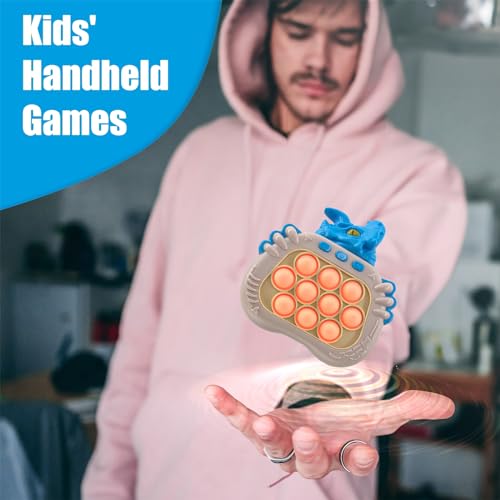 Fast Push Game,Dinosaurs Fast Push Bubble Game,Handheld Light Up Pop It Game,More Challenging Portable Puzzle Game Machine for Kids 3-12 Years Old Birthday Gift (Blue Triceraosaur) - Image 5