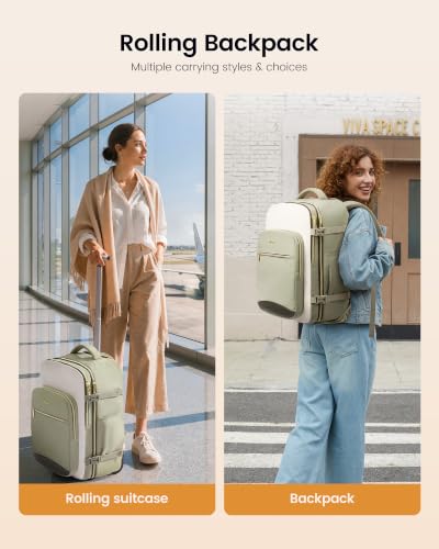 Image of LOVEVOOK Rolling Backpack for Women, 40L Carry On with Wheels, 15.6''