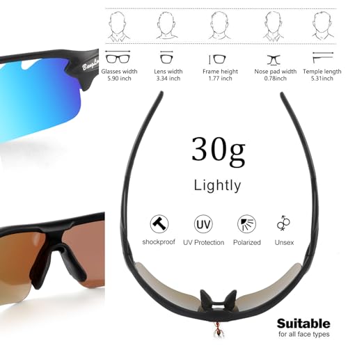 Image of BangLong Polarized UV400 Sports Sunglasses with 5 Lenses for Men Women