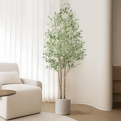 Alupssuc 4.9ft Artificial Olive Trees, Faux Olive Tree Indoor with Natural Wood Trunk & Lifelike...