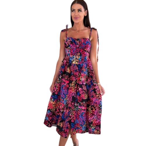 Robe longue de soirée d'été chic avec imprimé vert raffiné - 5