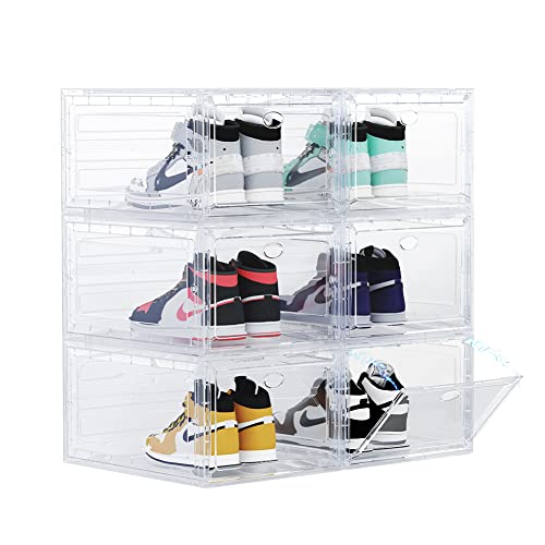 OMOPIN Clear Stackable Shoe Boxes 6-Pack for Size 12