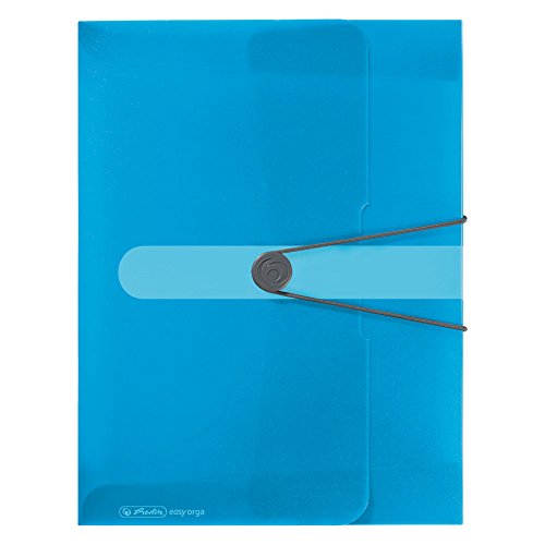 Herlitz Sammelbox A4 PP mit Rückenetikett, 1 Stück mit Design-Aufdruck, Rückenbreite 4 cm, transparent blau