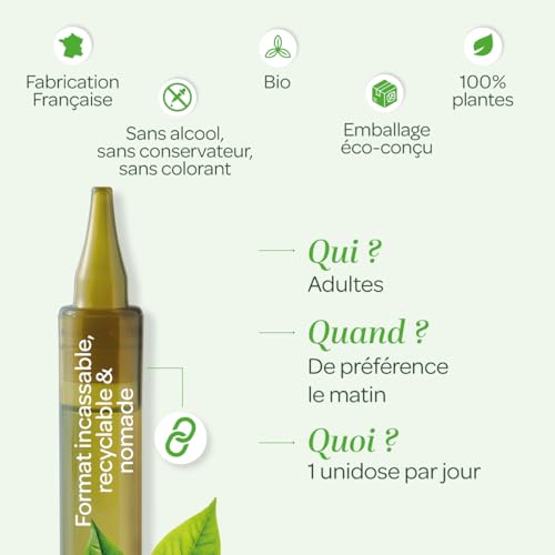 SUPERDIET - QUATUOR BRÛLE-GRAISSE BIO - Minceur -Thé vert, Papaye, Son d'avoine, Guarana - Format nomade-20 Unidoses de 15 ml – Image 5