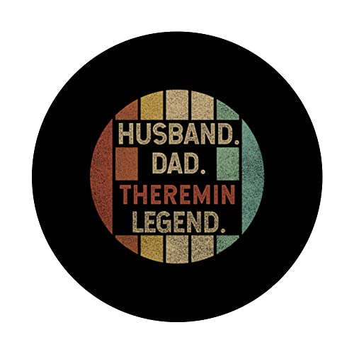 Husband Dad Theremin Legend Vintage Fathers Day PopSockets Swappable PopGrip, Black - Image 3