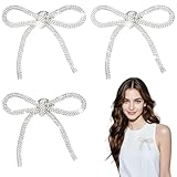CRASPIRE 3 Broche Lazo Plateado Diamantes Imitación Cris Estilo Coqueto Poliéster Decorativo Joyería Manualidades Bodas Fiestas Vestidos Ropa Trajes Mochilas Manualidades