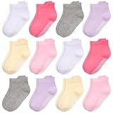 HYCLES Calzini Antiscivolo Bambino per 7-10 Anni - Calze Antiscivolo Bambino Calzini Neonato 0-3-6-9-12-18 Mesi Calzini Bambino 23-26-27-30-31-34 Bianco+Grigio Chiaro+Blu