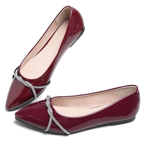 Image of Stunner Womens Flats Fashion Pointed Toe Bowknot Ballet Flats Cute Slip On Dress Flats Comfortable Party Wedding Flats2