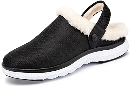 Zuecos y Mules para Mujer Hombre Forro Caliente Zapatillas de Estar Pantuflas de jardín Chanclas...