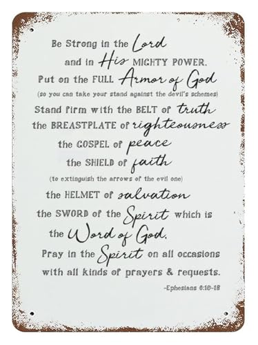 Generic Vintage Inspirational Metal Tin Sign Spiritual Armor Quote Biblical Theme Wall-Art for Home Office Decor 8 X 12 inch Gen