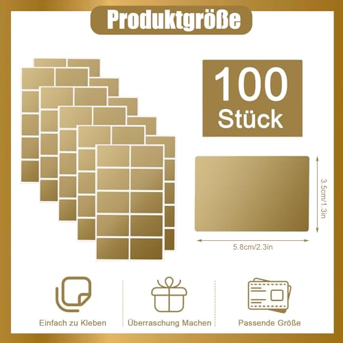100 Stück Rubbelaufkleber Rubbellose Selber Machen - Rubbel Etiketten，Rubbelsticker ，Rubbeletiketten zum Aufkleben für Party Spiele Geschenk Postkarte Bastelarbeiten （35x58mm）