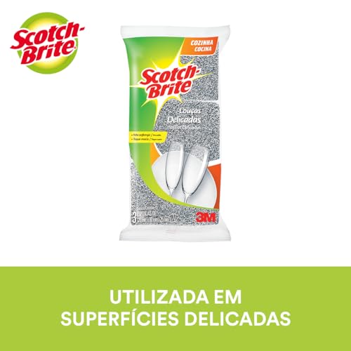 Scotch-Brite, 3M, Esponja Prateada, Pacote com 3 unidades