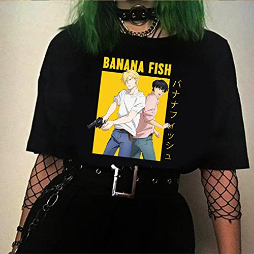 ZYONG Drôle Japon Anime Banana Fish T-Shirt Hommes Manga Unisexe Streetwear T-Shirt Casual Manches Courtes Tshirt Homme Hip Hop Top Tees Homme Cover