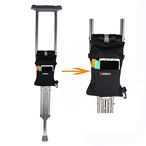 KEMIMOTO Crutch Pouch Bag, Crutch Tote Washable Bag with Extra Pocket Best Gift for Crutches User