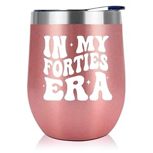 NewEleven 40th Birthday Gifts For Women – 40s Birthday Decorations For Women – 40 Year Old Gifts For Her, Sister, Mom, Daughter, Best Friend – In My Forties Era Wine Tumbler – 12 Oz Tumbler