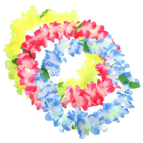 IWOWHERO 3Pcs Hawaiian Leis Necklace for Pets Tropical Flowers Dance Garland Costume Accessory and Yellow for Hawaii Theme Parties and Pet Styling