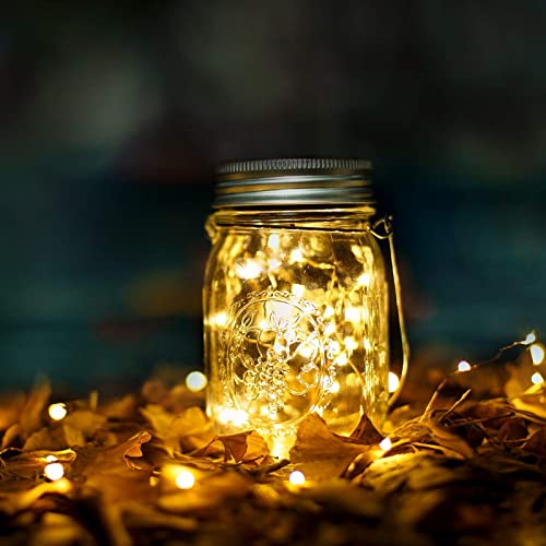 Yjfwal Mason Jar Solar Lights, 12 Pack 30 Led Solar Fairy Lights Mason Jar Lights Lantern String Lights For Garden,Patio,Yard,Family,Party,Birthday,Wedding, Christmas Decoration(No Jars) Warm White #TOP4
