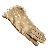 JF-Sunshine Womens Short Lace Dots Sun Block UV Protection Dressing Driving Gloves
