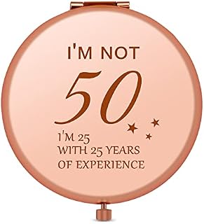 50 Years Old Birthday Gifts for Women 50th Birthday Gifts for Grandma Mother Women Pocket Makeup Mirror Compact Mirror Gift for Mom Wife Friends Sister Coworker Funny 50th Birthday Gift for Her