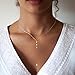 Ewrkbr Dainty Gold Necklace for Women, Charm 14k Gold Plated CZ Teardrop Choker Necklaces Formal Long Necklaces for Women Trendy Simple Wedding Necklace Non Tarnish Fashion Gold Jewelry