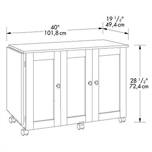 BOWERY HILL Engineered Wood Craft and Mobile Sewing Cart in Cinnamon Cherry