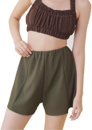 Amazon | [シードレス] ハイウエスト シンプル ショートパンツ/水着