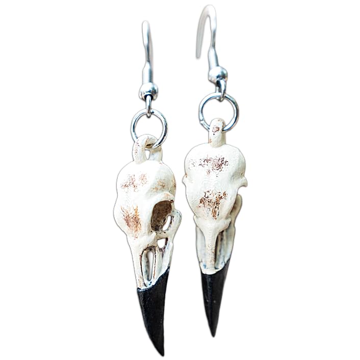 Goth Earrings Raven Skull Halloween Earrings for Gothic Aesthetic