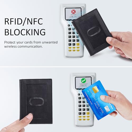 Image of Genuine Leather Bifold RFID Blocking Slim Stylish Credit Debit ATM Card Holder Wallet for Men Women (Z Black)