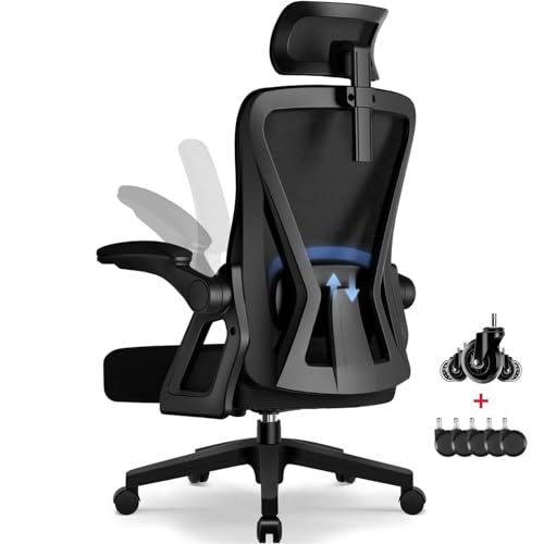 Airchros Bürostuhl,Bürostuhl Ergonomisch mit Verstellbarer Kopfstütze,Armlehnen und Lendenwirbelstütze, Schreibtischstuhl Drehstuhl Wippfunktion bis 135°,Chefsessel Rückenschonend,belastbar 150kg