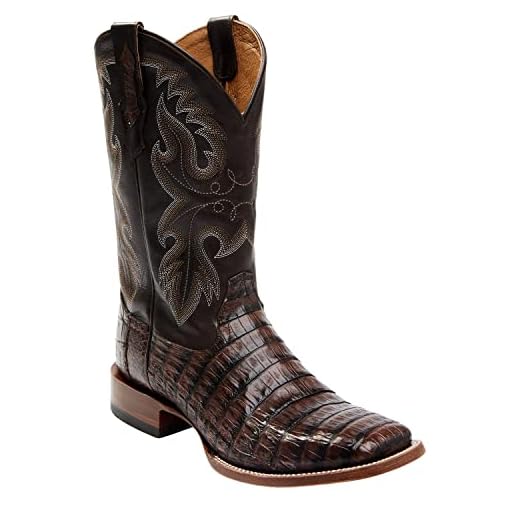 Cody James Men's Exotic Caiman Tail Skin Cowboy Boot Broad Square Toe Black