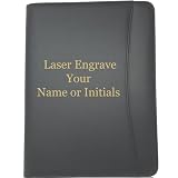 Customized Matt Black Zippered Portfolio Binder - Engraved PU Leather Business Portfolio Organizer - Padfolio for Men & Women with US Letter Notepad, 10.5' Tablet Pocket & Gift Box by Lautus Designs