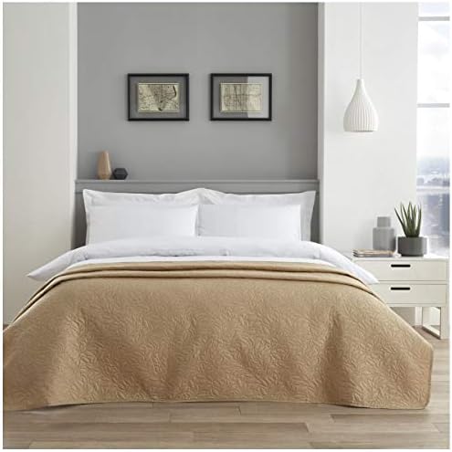 Pinsonic Quilted Bedspread Comforter, Lightweight Quilt Coverlets Large Sofa Bed Cover, Natural, 150X200