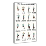 Übungsdiagramm mit Widerstandsband für Senioren, Übungsplan für Senioren, Leinwand-Poster, Schlafzimmer, Dekoration, Landschaft, Büro, Raumdekoration, Geschenk, 40 x 60 cm