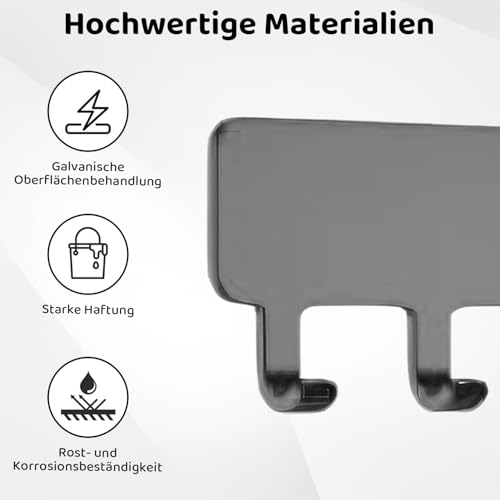 Cumnvulnt Schlüsselbrett Ohne Bohren, Schlüsselhalter mit 12 Haken, Schlüsselbrett Selbstklebend, Schlüsselhaken für Flure, Eingangstüren, Garagen, Badezimmer, Küchen (Schwarz)