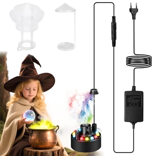 Behogan Ultraschall Vernebler, 12 LED Mini Ultraschall Nebelmaschine Halloween mit 2 Abnehmbarem Spritzschutz, 24V Nebelhersteller Nebler Fogger Leiser für Teich, Halloween Pumpkin und Hexentopf Behogan Ultraschall Vernebler, 12 LED Mini Ultraschall Nebelmaschine Halloween mit 2 Abnehmbarem Spritzschutz, 24V Nebelhersteller Nebler Fogger Leiser für Teich, Halloween Pumpkin und Hexentopf