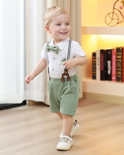 nilikastta Baby Boy Outfits Infant Boys Clothes Dress Shirt/Bowtie/Suspender Shorts Wedding Party 0-18M3