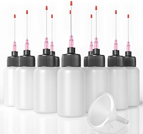 10 Pcs Needle Oiler (1 OZ), Precision Tip Applicator Bottle, Medical Grade LDPE Gun Oil Bottle with Extra Long 1.5 Inch Stainless Needle Tip – Easy to Use for Crafts, Hinges, Sewing Machines and More