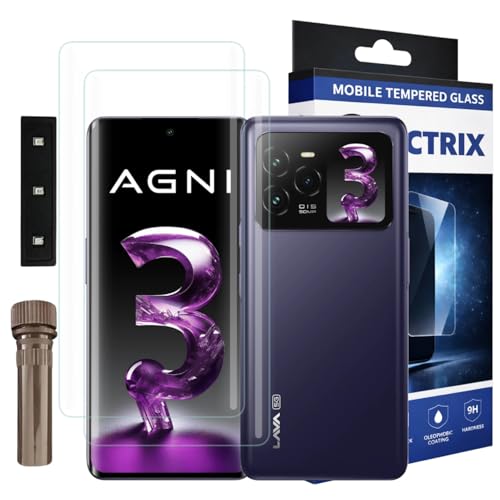 Image of Curved UV Tempered Glass Screen Protector for Lava Agni 3 5G | Transparent | Pack of 2 | Full Screen Coverage with UV Installation Kit