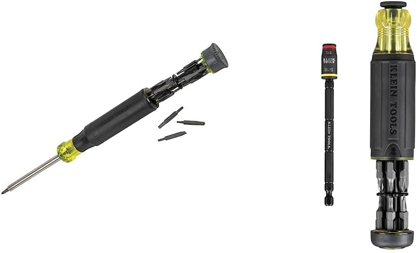 Klein Tools Precision Screwdriver Set, 27-in-1 (32327) and Klein Tools 14-in-1 Adjustable Screwdriver with Flip Socket, HVAC Nut Drivers and Bits, Impact Rated (32304)