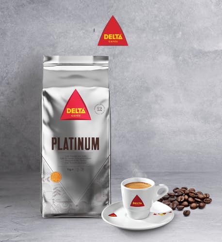 Delta Cafés - Kaffeebohnen Platinum - 2 Pakete à 1 kg - Intensität 12 - Vollmundige Arabica-Röstkaffeebohnenmischung - Sehr aromatisch mit Noten von Reifen Früchten - 2