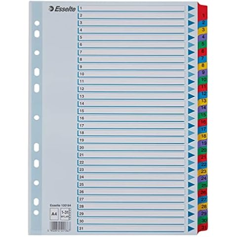 Esselte Separadores para Archivadores 1-31 Multicolor Cover