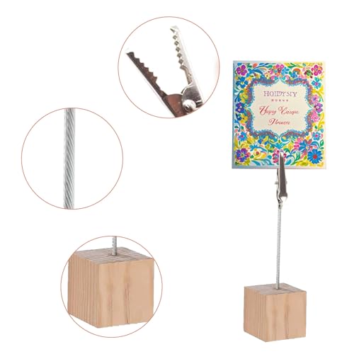12 Stück Fotohalter Krokodilklemme Memo Clip Ständer Tischkartenhalter Holzsockel Kartenständer mit Klammern Vertikaler Zettelhalter für Bilder Karte Hinweis