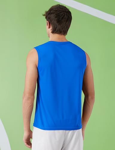 Image of Amazon Brand - Symbol Men's Polyester Color Block Active Regular Fit Sports | Round Neck | Sleeveless T-Shirt