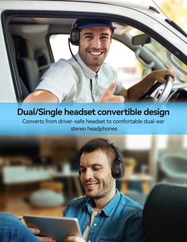 Tecknet Bluetooth Headset, Wireless Bluetooth Trucker Headset With Microphone Noise Cancelling 3 Eq Music Modes, Single And Dual Ear Wireless Headphones For Truck Drivers, Office, Call Centre Work #TOP1
