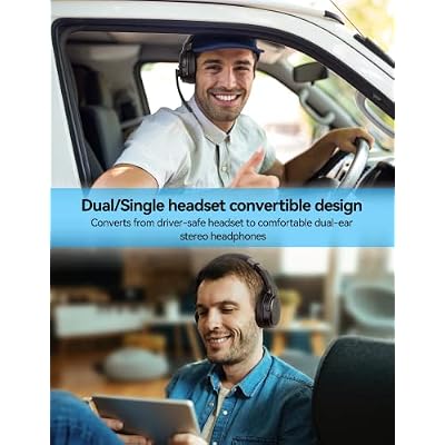 TECKNET Bluetooth Trucker Headset, Single and Dual Ear Wireless Headset with Mic for Work Noise Cancelling, 50Hrs 3 EQ Music Modes Trucker Bluetooth Headphones for PC, Drivers, Office, Call Center