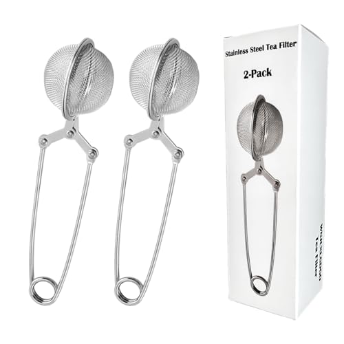 WNJLXLGDGO 2-Pack Tea Ball Infusers, Premium 304 Stainless Steel Fine Mesh Tea Strainer with Long Handle for Loose Leaf Tea, Brewing, Steeping, Spices & Seasonings